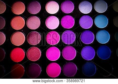 Color Palette With Eyeshadow Powde. Sample Book