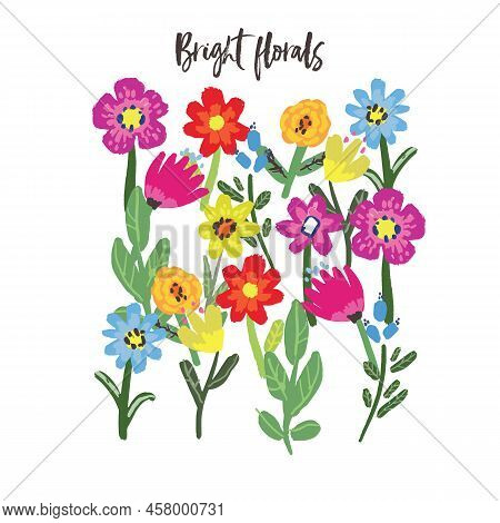 Vector Florals. Bright Flower Background. Bitanical Illustration