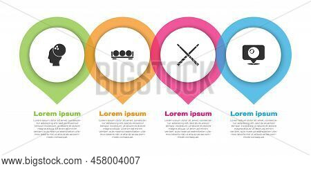 Set Bowling Ball, Billiard Balls On Stand, Crossed Billiard Cues And Location With. Business Infogra