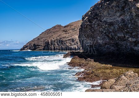 View Of The Coastline Of Puerto De La Aldea Of The Village Of San Nicolas In Gran Canaria In Spain