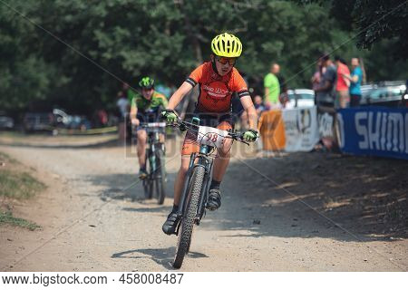 Macin, Romania - June 5, 2022: Macin Mountain Fun Mountain Bike 10 Years Old Kid Contest