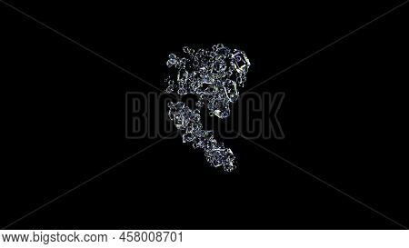 Crystal Glowing Finest Diamonds Rupee Sign On Black, Isolated - Object 3d Rendering