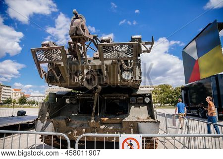 Prague, Czech Republic, 11 July 2022: Exhibition Of Russian Invasion Weapons Destroyed By Ukrainian 