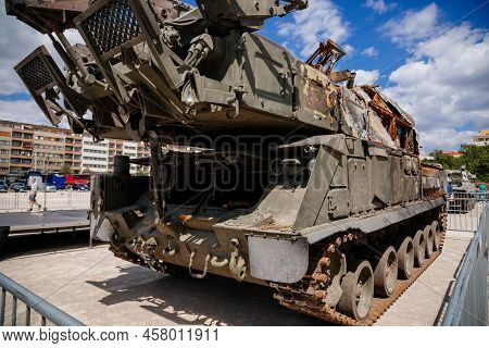 Prague, Czech Republic, 11 July 2022: Exhibition Of Russian Invasion Weapons Destroyed By Ukrainian 