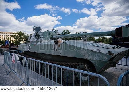 Prague, Czech Republic, 11 July 2022: Exhibition Of Russian Invasion Weapons Destroyed By Ukrainian 