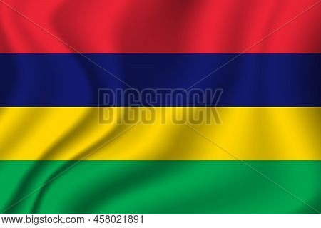 Flag Of Mauritius. Mauritian National Symbol In Official Colors. Template Icon. Abstract Vector Back