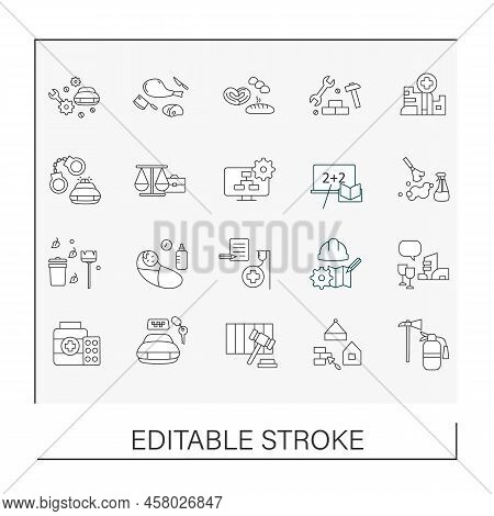 Professions Line Icons Set. Various Professions. Important Jobs. Career Concepts. Isolated Vector Il