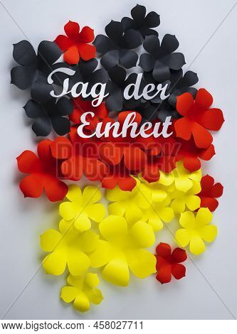 German Unity Day (tag Der Einheit) Concept, German Style Abstract Background, Flower In The Colors O