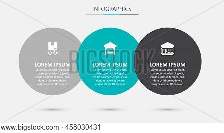 Set Warehouse, Cardboard Box With Traffic Symbol And Free Storage. Business Infographic Template. Ve