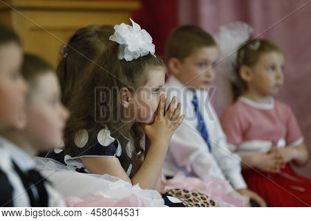 Belarus, Gomil City, May 16, 2019 Matinee In Kindergarten.a Group Of Children At A Matinee In Kinder