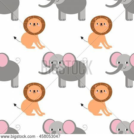 Pastel Cute Jungle Animals Seamless Pattern Background Eps