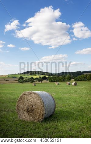 Countryside Landscape Of Belgian Ardennes Region Near Han Sur Lesse And Rochefort On Summer Evening 