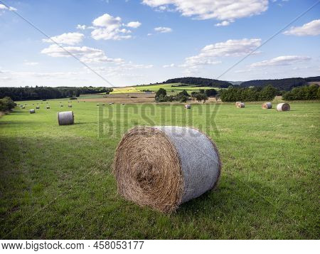 Countryside Landscape Of Belgian Ardennes Region Near Han Sur Lesse And Rochefort On Summer Evening 
