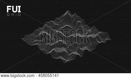Fui Gui 3d Vector Landscape Scan Grid. Abstract Futuristic Background. Sci-fi Hi-tech Design