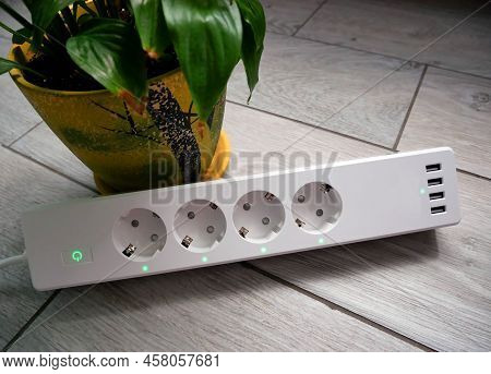 Smart Network Extension Cable With Wi-fi. Using An Extension Cord At Home.