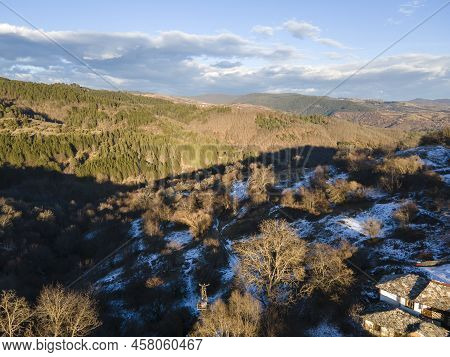Aerial View Of Village Of Dolen, Blagoevgrad Region, Bulgaria