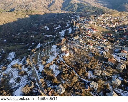 Aerial View Of Village Of Dolen, Blagoevgrad Region, Bulgaria