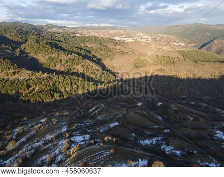 Aerial View Of Village Of Dolen, Blagoevgrad Region, Bulgaria