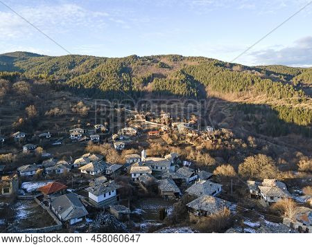 Aerial View Of Village Of Dolen, Blagoevgrad Region, Bulgaria