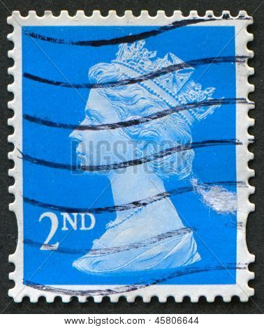 UK-เซอร์กา 1989:A แสตมป์ที่พิมพ์ในประเทศอังกฤษแสดงรูปของ Elizabeth II เป็นพระมหากษัตริย์รัฐธรรมนูญของ 16 