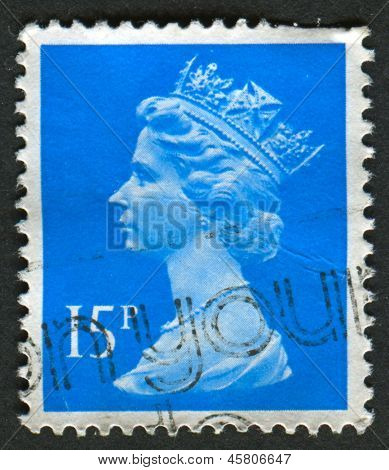 UK-เซอร์กา 1989: แสตมป์ที่พิมพ์ในประเทศอังกฤษแสดงรูปของ Elizabeth II เป็นพระมหากษัตริย์รัฐธรรมนูญของ 16
