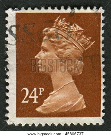 UK-เซอร์กา 1989: แสตมป์ที่พิมพ์ในประเทศอังกฤษแสดงรูปของ Elizabeth II เป็นพระมหากษัตริย์รัฐธรรมนูญของ 16