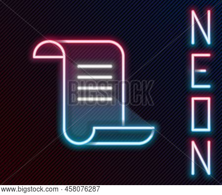 Glowing Neon Line Ancient Magic Book With Alchemy Recipes And Mystic Spells And Enchantments Icon Is