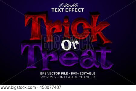 Trick Or Treat Text Effect Horror Style. Editable Text Effect.