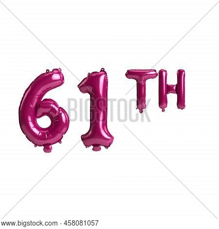 3d Illustration Of 61th Dark Pink Balloons Isolated On Background