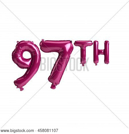 3d Illustration Of 97th Dark Pink Balloons Isolated On Background