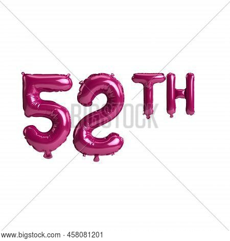 3d Illustration Of 52th Dark Pink Balloons Isolated On Background