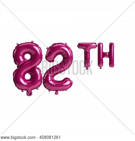 3d Illustration Of 82th Dark Pink Balloons Isolated On Background