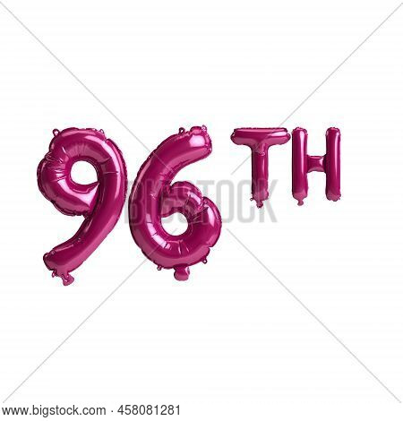 3d Illustration Of 96th Dark Pink Balloons Isolated On Background