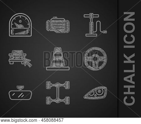 Set Traffic Cone, Chassis Car, Car Headlight, Steering Wheel, Mirror, Online Sharing, Air Pump And M