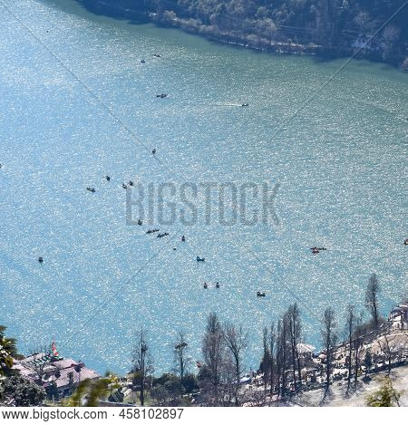 Full View Of Naini Lake During Evening Time Near Mall Road In Nainital, Uttarakhand, India, Beautifu