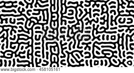 Tribal Ethnic Ornament. Turing Reaction Diffusion Monochrome Seamless Pattern