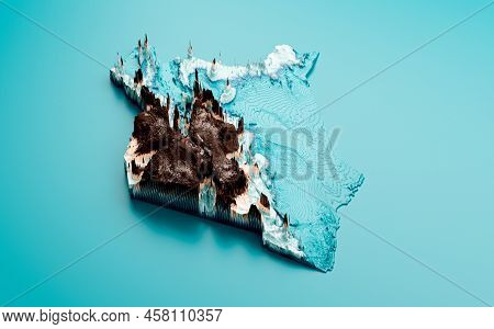 Topographic Kenya Map Hypsometric Elevation Tint Spectral Shaded Relief Map 3d Illustration