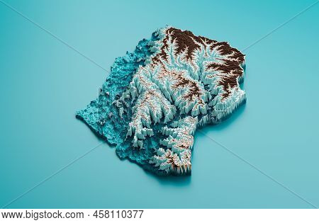 Topographic Lesotho Map Hypsometric Elevation Tint Spectral Shaded Relief Map 3d Illustration