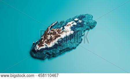 Topographic Qatar Map Hypsometric Elevation Tint Spectral Shaded Relief Map 3d Illustration