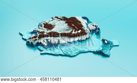 Topographic Romania Map Hypsometric Elevation Tint Spectral Shaded Relief Map 3d Illustration