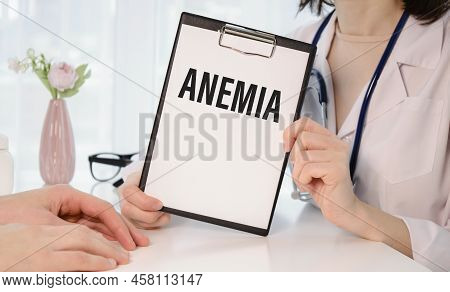 Anemia Blood For Test , Medical Concept , Diagnosis Iron Deficiency Doctor Hand Working Professional