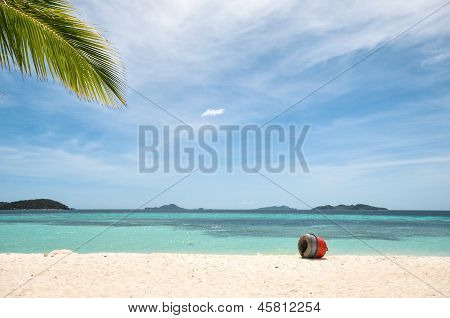 beautiful white beach and blue sky