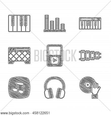 Set Music Player, Headphones, Dj Playing Music, Xylophone, Note, Tone, Guitar Amplifier, Synthesizer