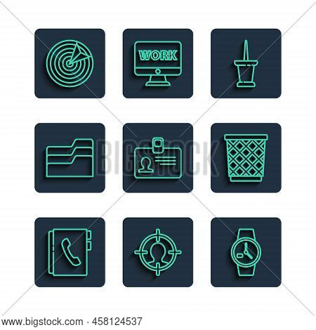 Set Line Address Book, Head Hunting Concept, Wrist Watch, Push Pin, Identification Badge, Document F