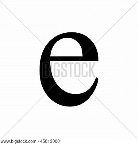Latin E Lowercase Symbol Isolated On White Background