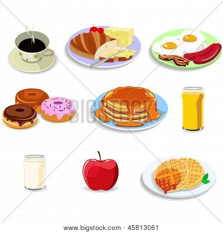 Icônes de nourriture petit déjeuner