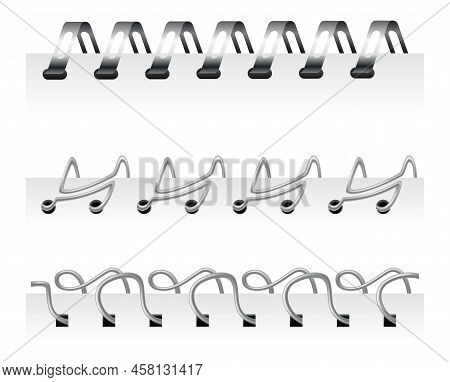Notebook Spirals, Wire Steel Ring Bindings And Springs For Diary. Spiral Binder Or Ringed For Paper 