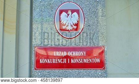 Warsaw, Poland. 14 July 2022. Sign Urzad Ochrony Konkurencji I Konsumentow.