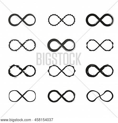 Infinity Icons In Modern Style. Vector Illustration. Stock Image.