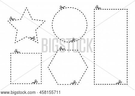 Paper Cut Set Scissors Cut Outline For Frame Print Design. Vector Illustration. Stock Image.